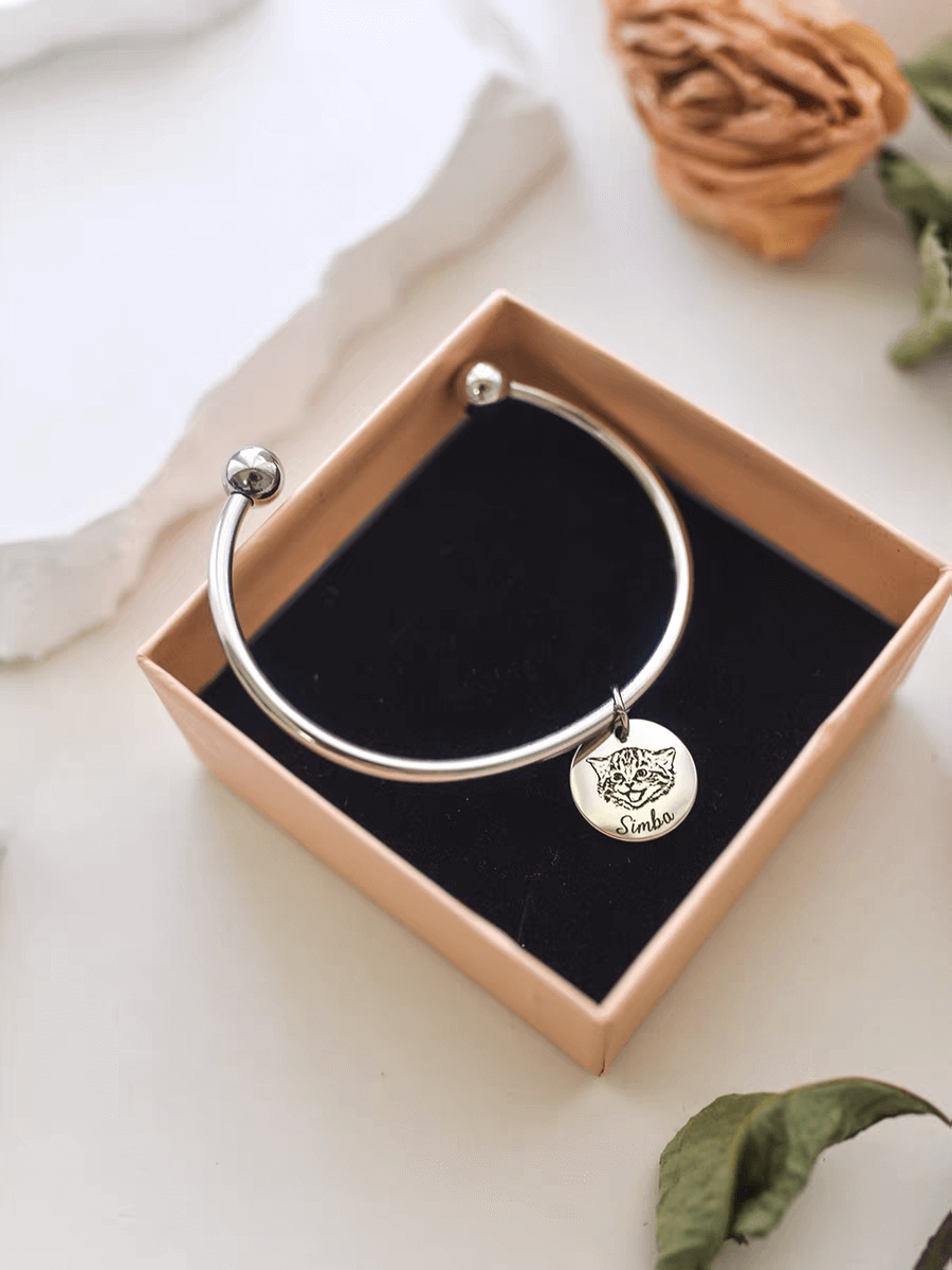 Custom Pet Open Engraved Bracelet
