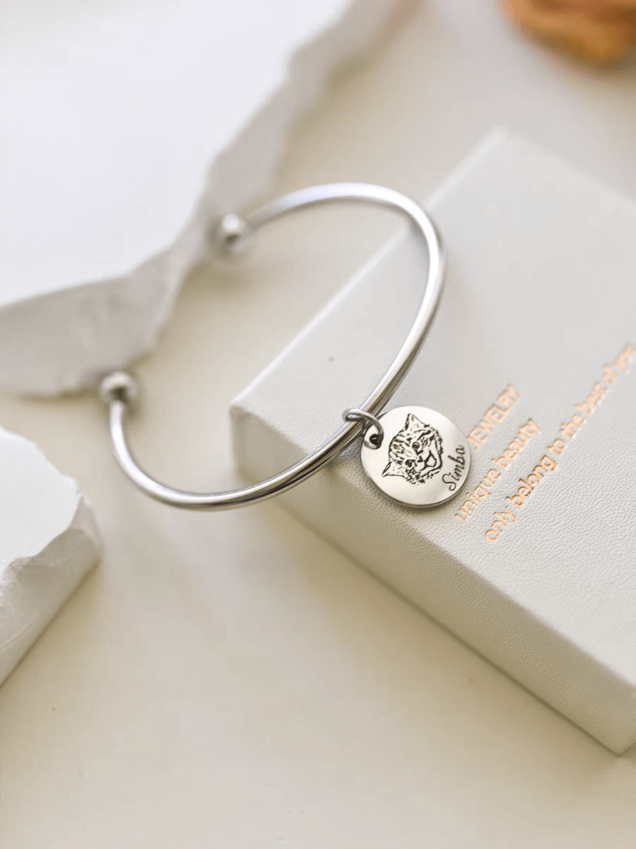 Custom Pet Open Engraved Bracelet
