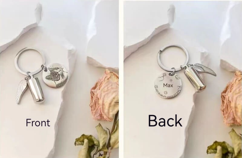 Pet Memorial Keychain with Ash Capsule