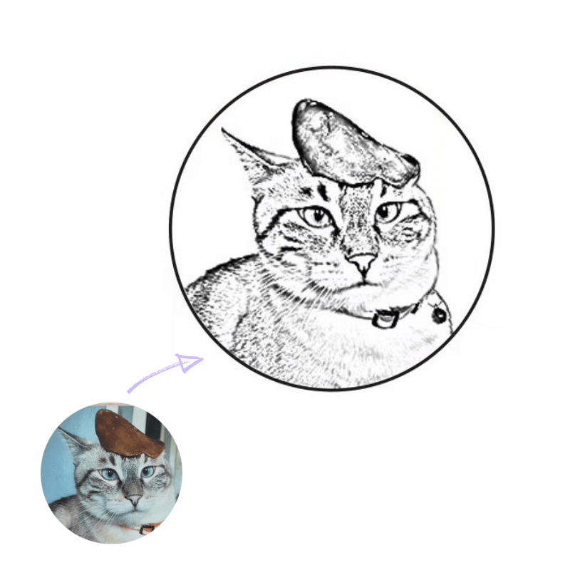 Custom Pet Portrait Outline Drawing