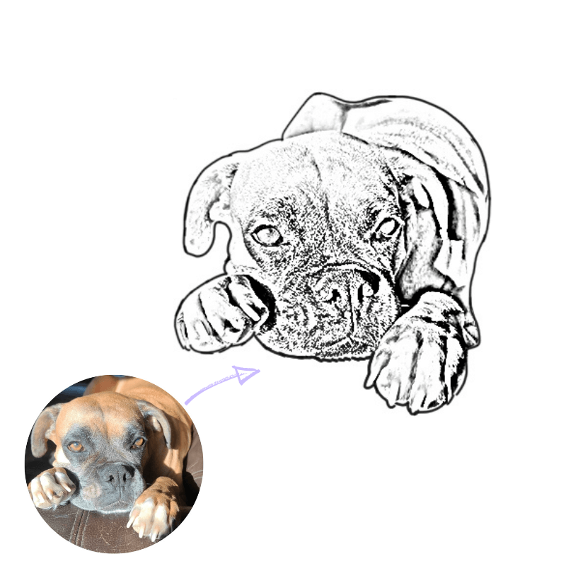 Custom Pet Portrait Outline Drawing