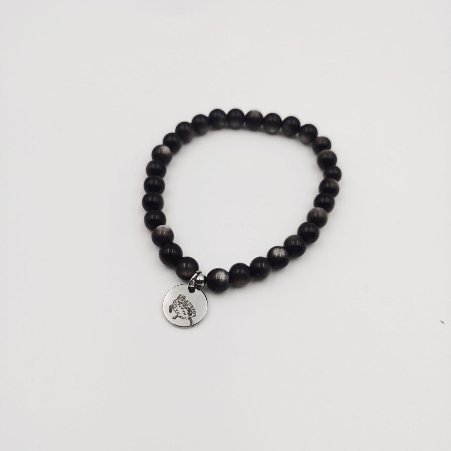 Sliver Obsidian Energy Bracelet (Personalized Pet Portrait)