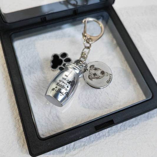 Custom Pet Memorial Keychain with Ash Capsule