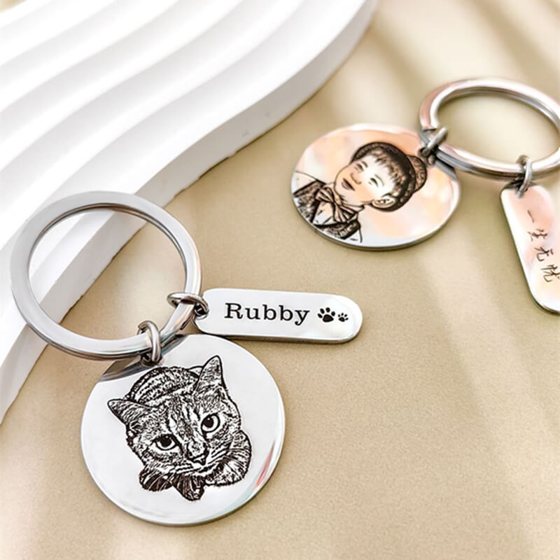 Pet Portrait Keychain(with name)