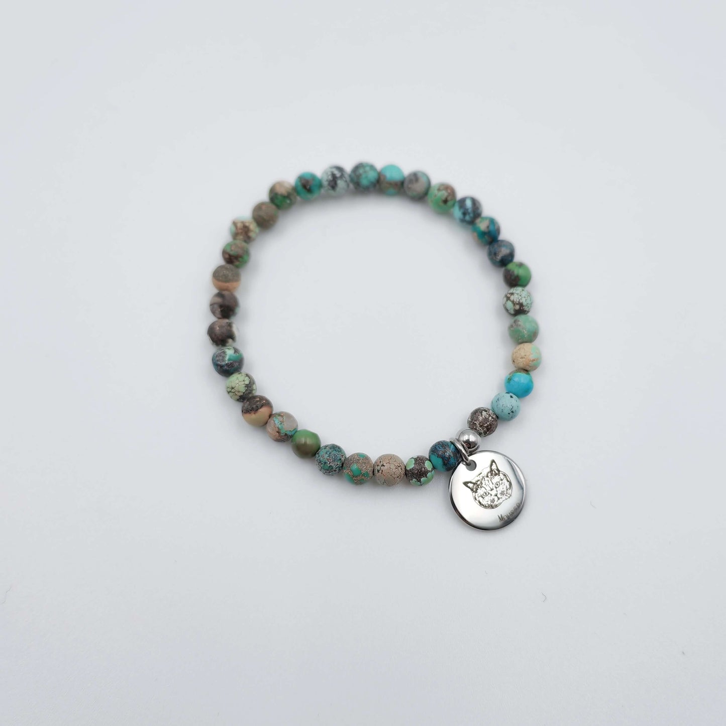 Real Genuine Turquoise Energy Bracelet (Personalized Pet Portrait)